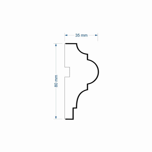 Window Frame Cornice Plaster Coated EPS O-24 35mm x 80mm