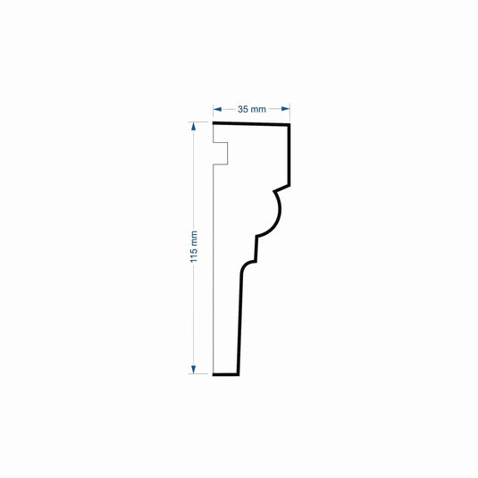 Window Frame Cornice Plaster Coated EPS O-30 35mm x 115mm