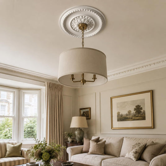 Ceiling Rose K10 Premium 41 cm Large - Floral Ceiling Medallion for Light Fittings & Chandeliers