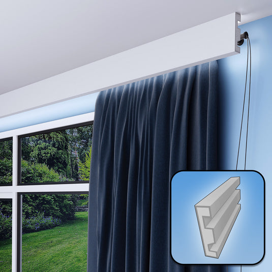 Curtain Rail Cover Coving for LED FKH8 140mm x 35mm Plaster Coated