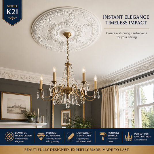 K21 Floral Ceiling Rose 59cm | Large Decorative Ceiling Centrepiece for Chandeliers