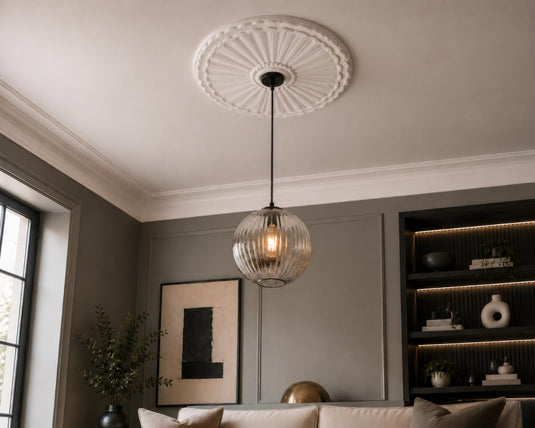Ceiling Rose K6 Premium 28 cm Medium - Floral Ceiling Medallion for Light Fittings & Chandeliers