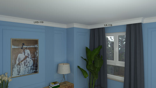 Polystyrene Curtain Coving for LED LK-119 120mm x 60mm Lightweight XPS