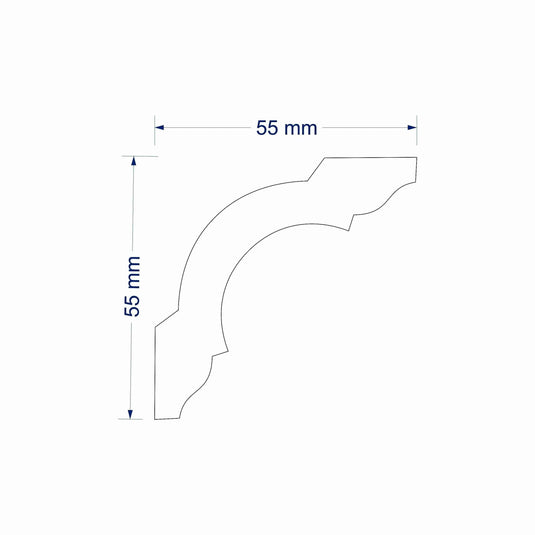 Polystyrene Coving for Wall Ceiling LWS-52 55mm x 55mm Lightweight XPS