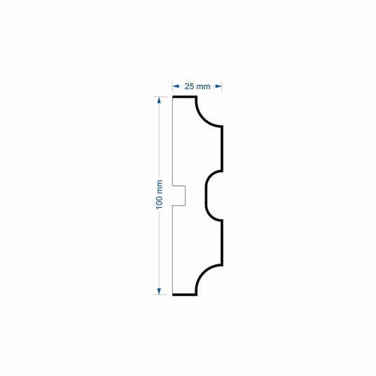 Window Frame Cornice Plaster Coated EPS O-10 25mm x 100mm