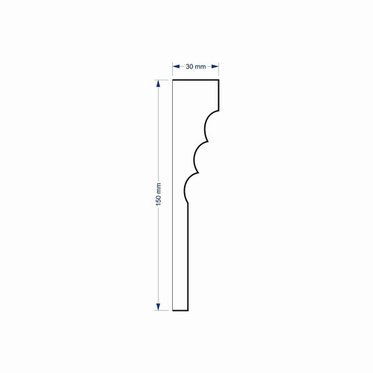 Window Frame Cornice Plaster Coated EPS O-212 30mm x 150mm