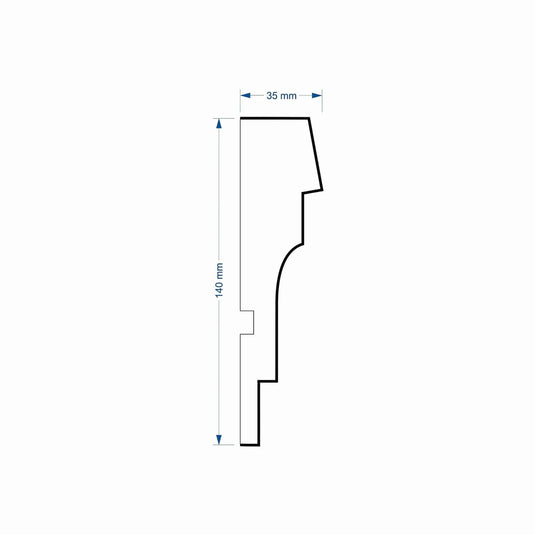 Window Frame Cornice Plaster Coated EPS O-214 35mm x 140mm