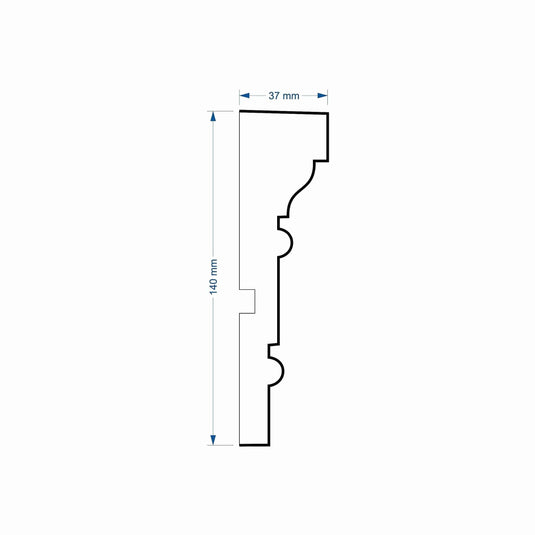 Window Frame Cornice Plaster Coated EPS O-215 37mm x 140mm