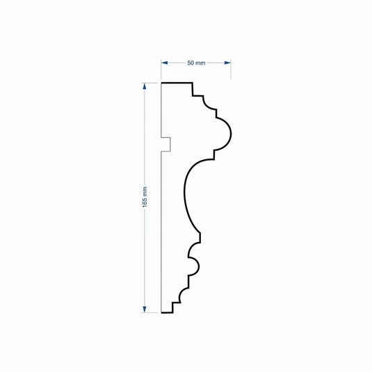 Window Frame Cornice Plaster Coated EPS O-301 50mm x 165mm