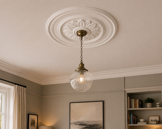 K18 Floral Ceiling Rose 52cm | Decorative PU Ceiling Centrepiece for Chandeliers & Pendant Lights