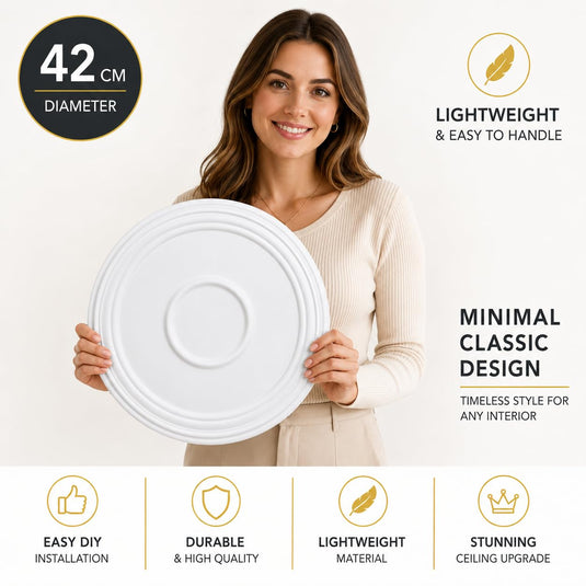 Ceiling Rose K27 Premium 42 cm Large - Classic Ceiling Medallion for Light Fittings & Chandeliers