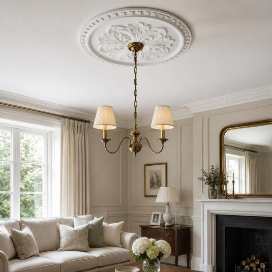 Ceiling Rose K12 Premium 42 cm Large - Floral Ceiling Medallion for Light Fittings & Chandeliers
