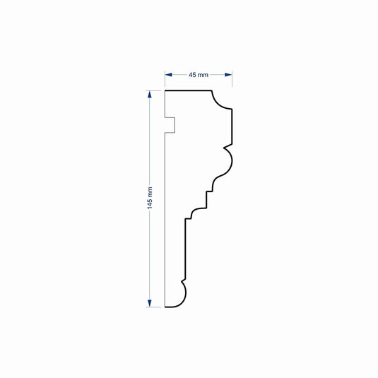 Window Frame Cornice Plaster Coated EPS O-120 45mm x 145mm