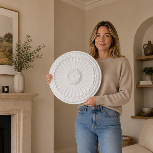 Ceiling Rose K6 Premium 28 cm Medium - Floral Ceiling Medallion for Light Fittings & Chandeliers