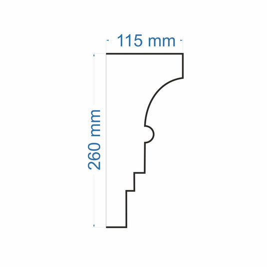 Crown Cornice Plaster Coated EPS - G-105 260mm x 115mm