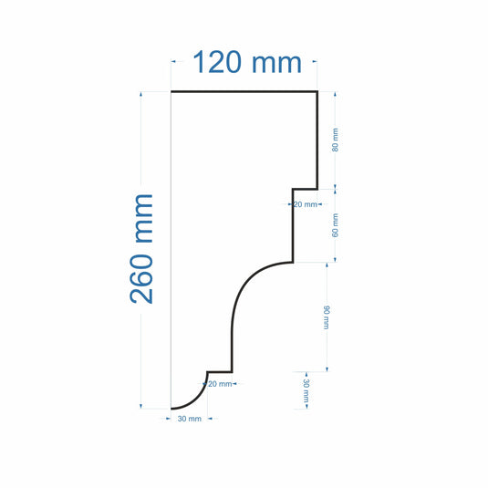 Crown Cornice Plaster Coated EPS - G-215 120mm x 260mm