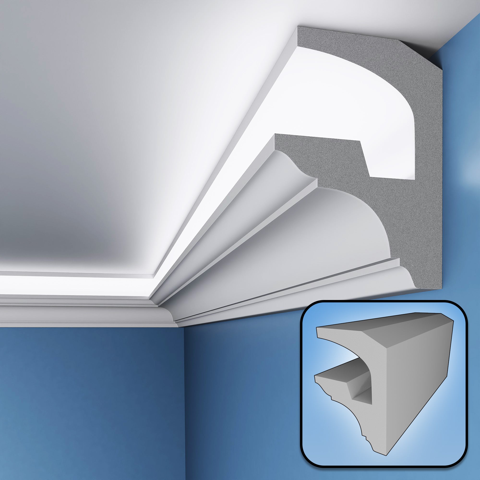 Moisture Resistant Coving WOLDECOR LED - Extruded Polystyrene Cornice ...